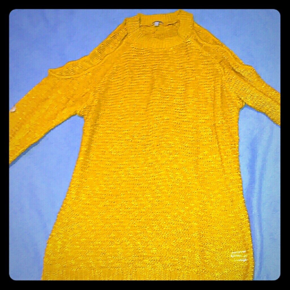 Orange shoulder cut out sweater